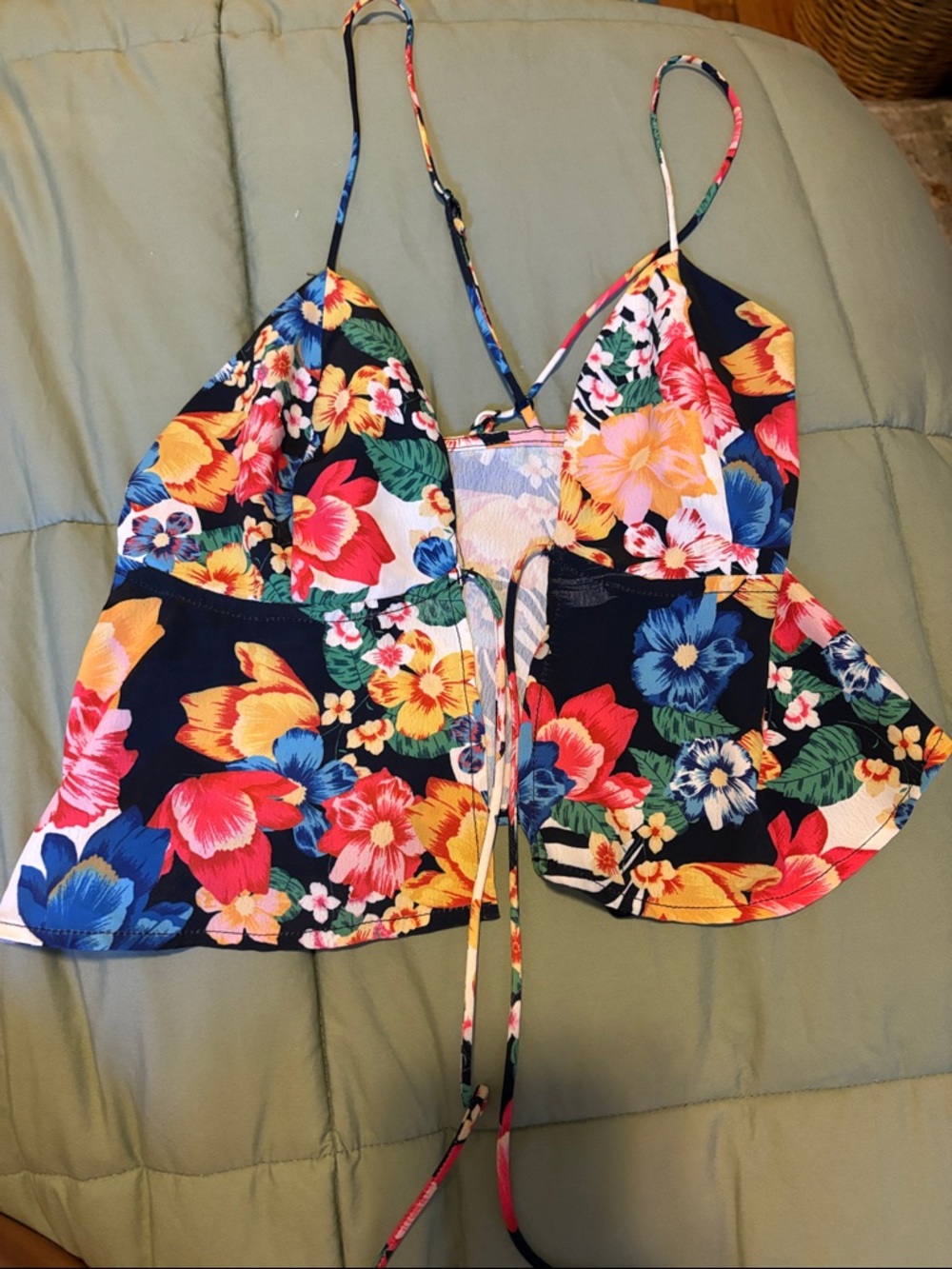Superdown floral/zebra print tank top